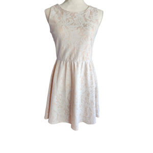 Heart Soul Ivory Lace Fit & Flare Dress Women's S Cream